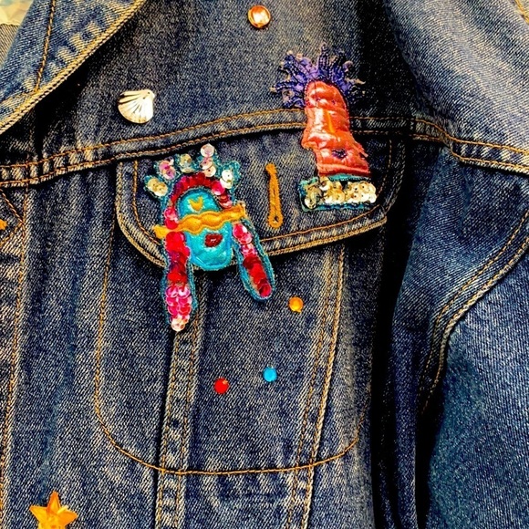Vintage Freego Oversized & Embellished Jean Jacket - Picture 2 of 9